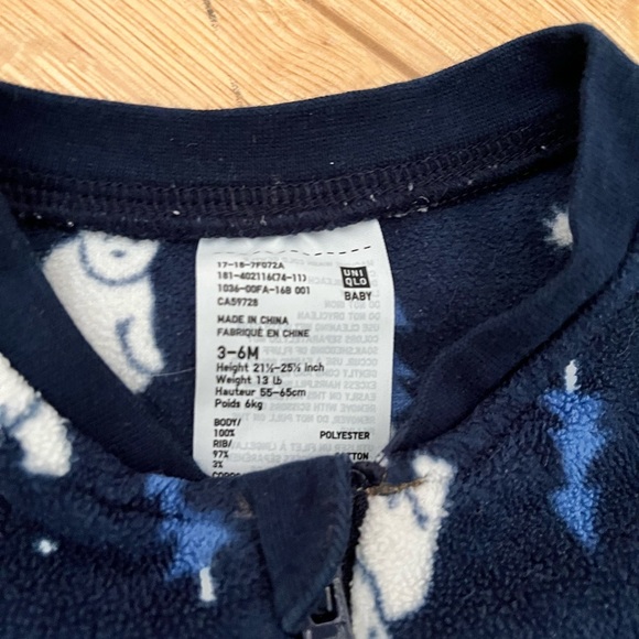 Uniqlo baby fleece pajama polar bear 3-6 months like new - Picture 3 of 4